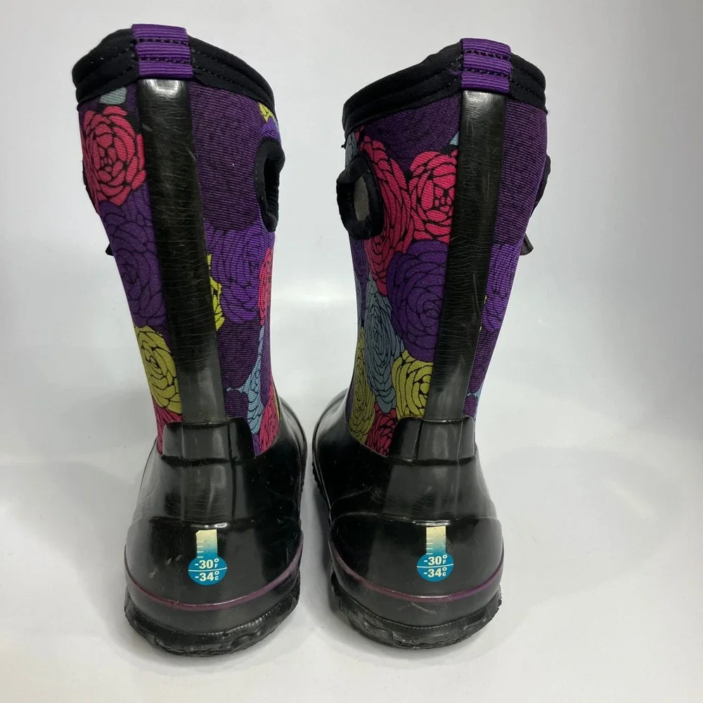 Bogs classic rosey waterproof insulated pull on boots‎ kids size 2 youth winter